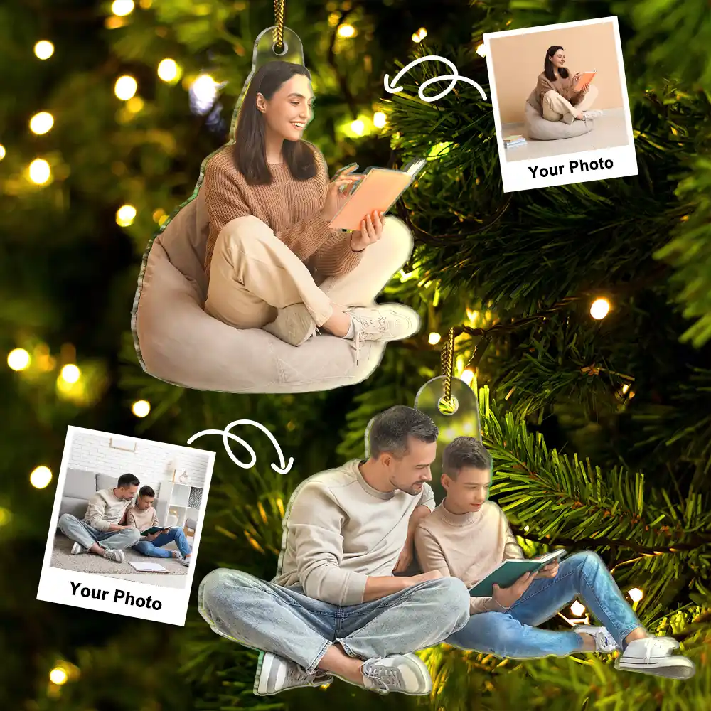 CustomPhotoReadingLovers PersonalizedAcrylicPhotoOrnament TG055 CLA1482 MOCKUPDEF