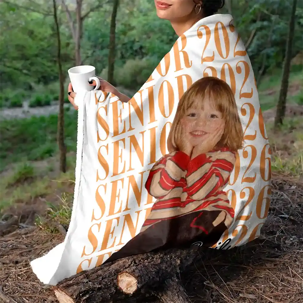 CustomPhotoSeniorVintagePortrait PersonalizedFleeceBlanket_SherpaBlanket HT829 CLA3014 MK4