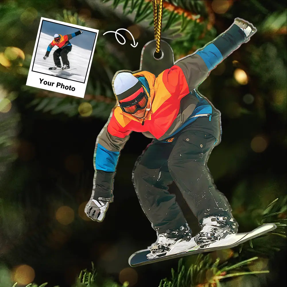 CustomPhotoSnowboardingLovers PersonalizedAcrylicPhotoOrnament TG056 CLA1485 mockupdef
