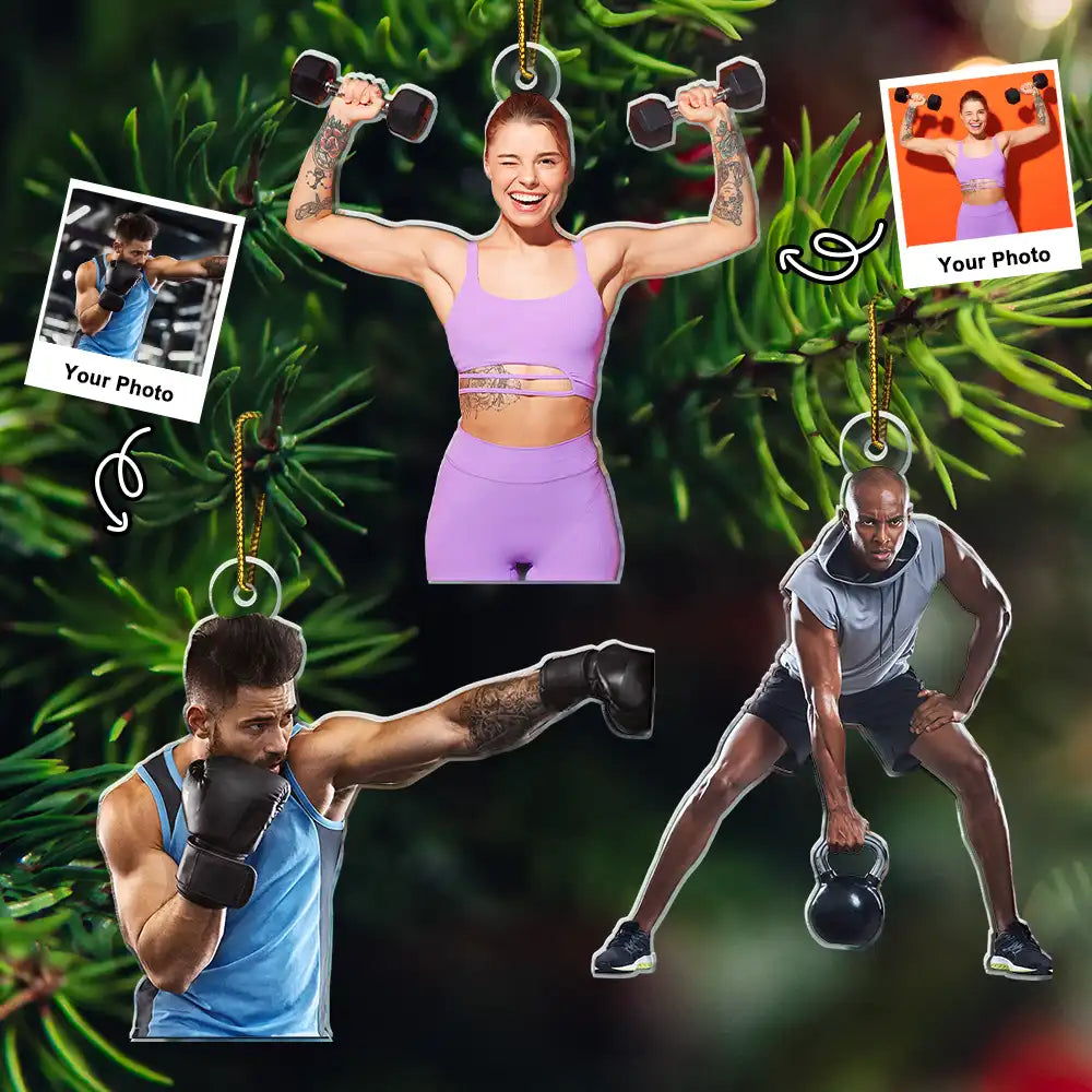 CustomPhotoWorkoutGiftsGymFitness PersonalizedAcrylicPhotoOrnament TK830 CLA1487 MkDEF