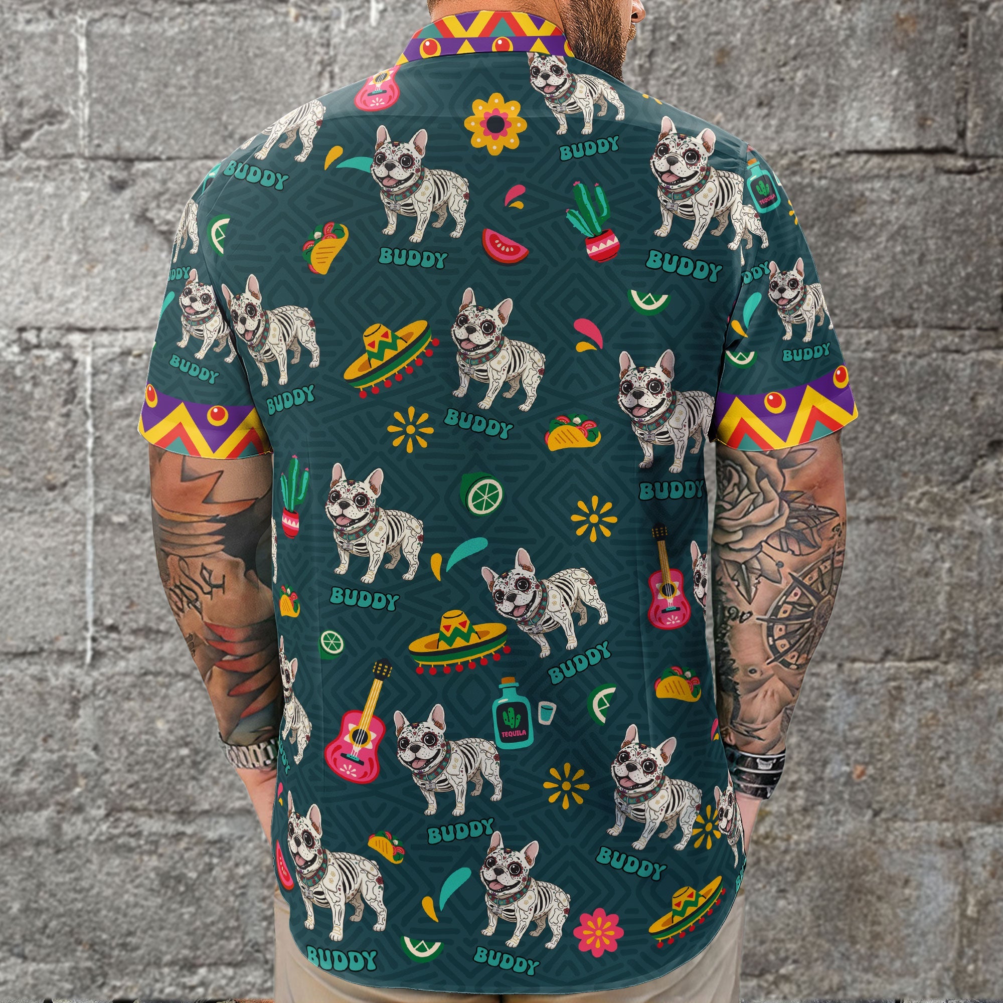 Custom_Portrait_Sugar_Skeleton_Hispanic_Mexican_Flowers_Personalized_Hawaiian_Shirt_4