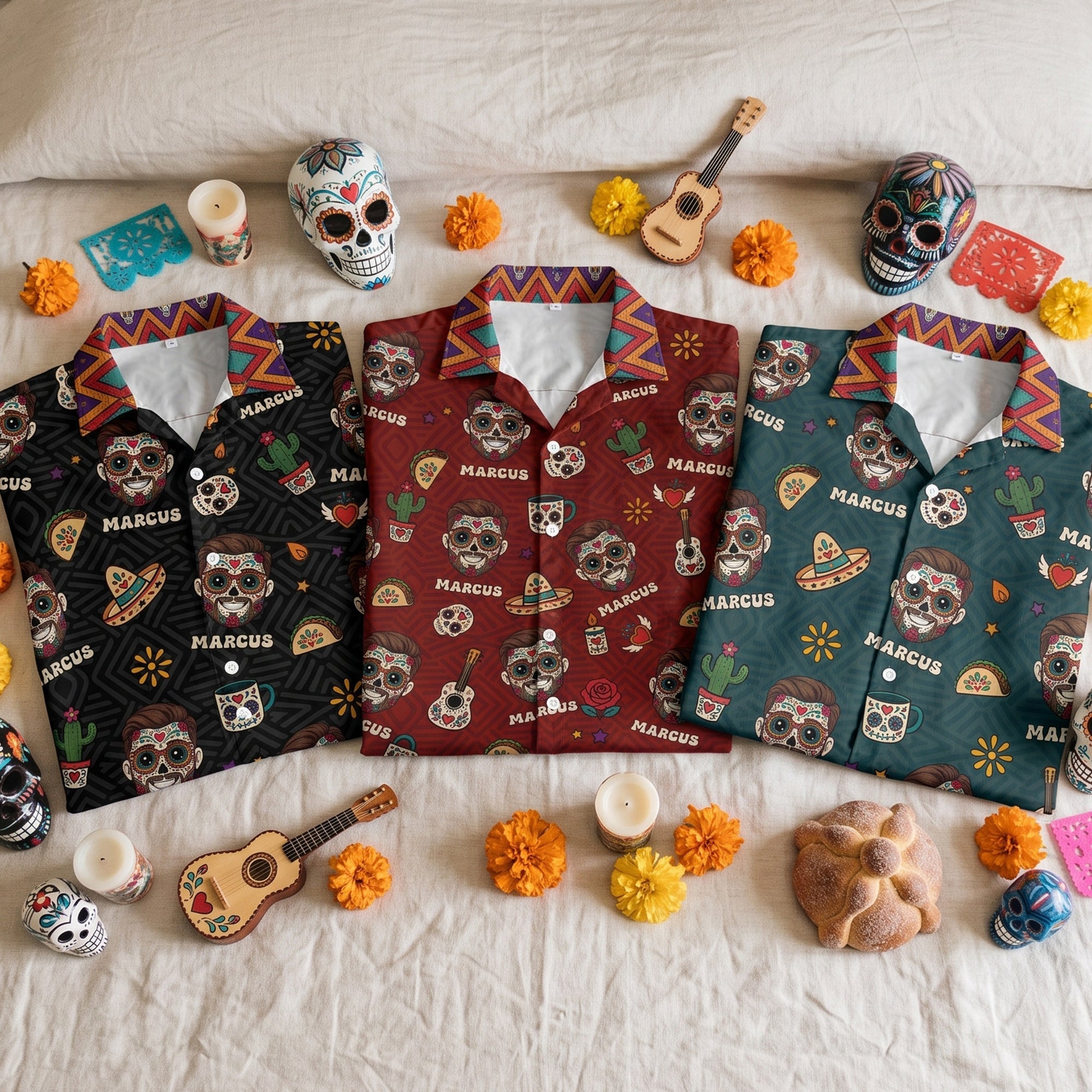 Custom_Portrait_Sugar_Skeleton_Hispanic_Mexican_Flowers_Personalized_Hawaiian_Shirt_5