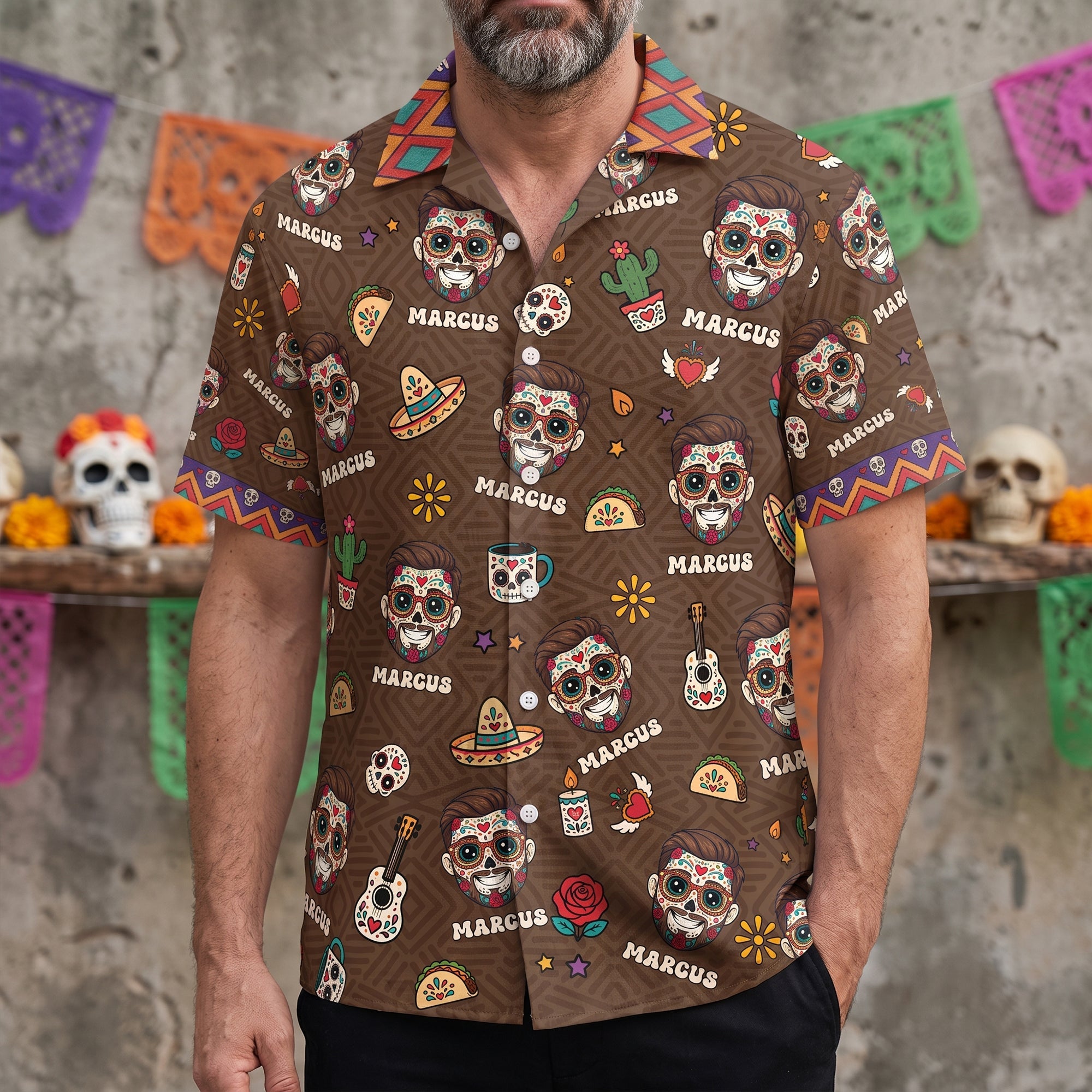 Custom_Portrait_Sugar_Skeleton_Hispanic_Mexican_Flowers_Personalized_Hawaiian_Shirt_6
