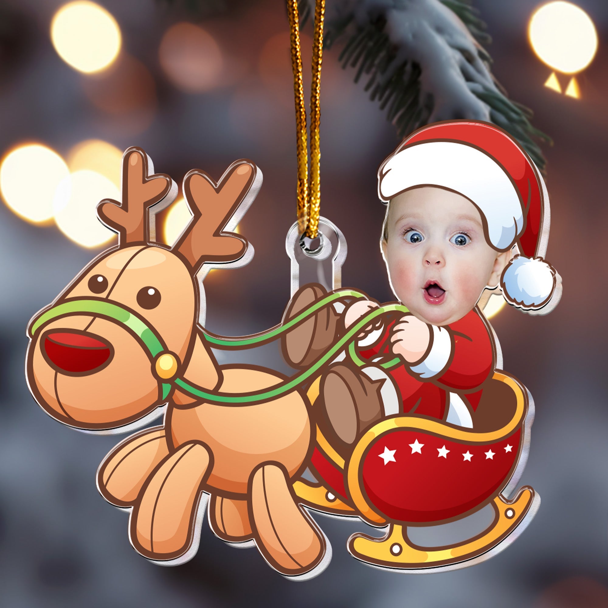 Cute Baby Santa Personalized Acrylic Photo Ornament_2