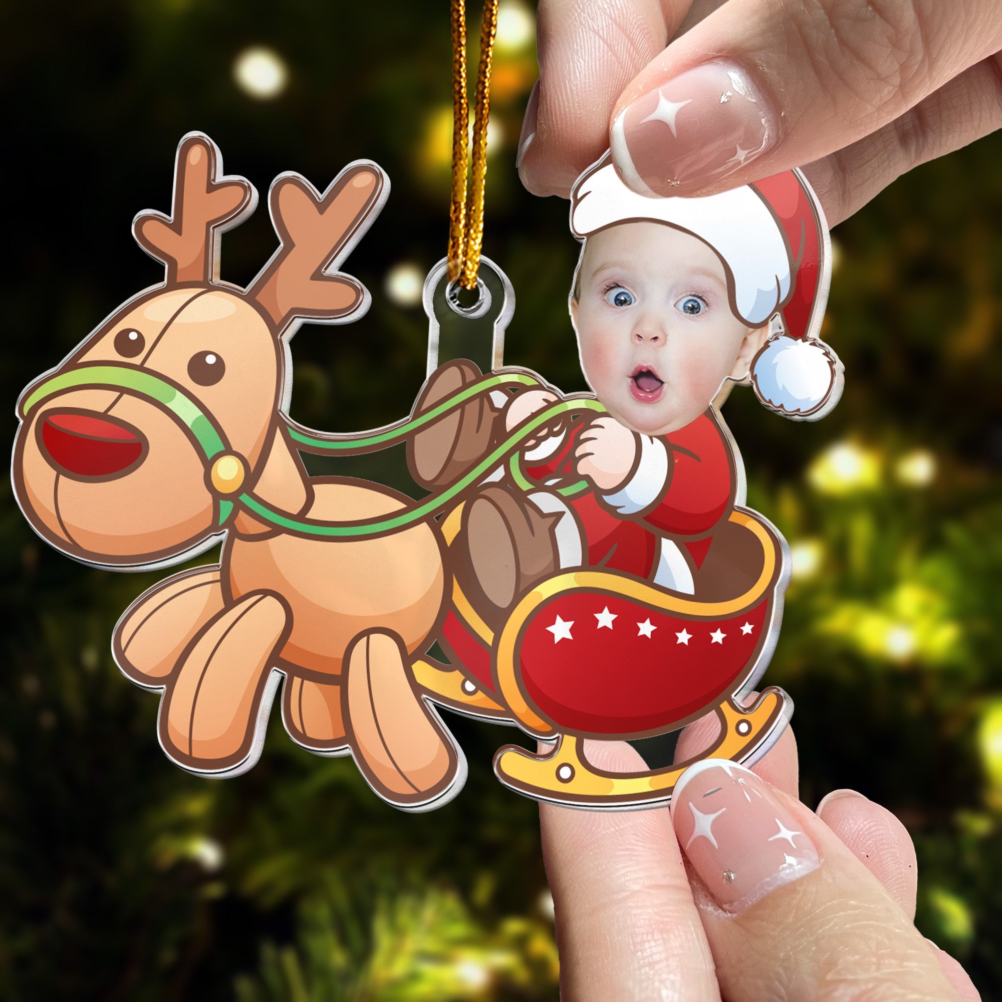 Cute Baby Santa Personalized Acrylic Photo Ornament_3