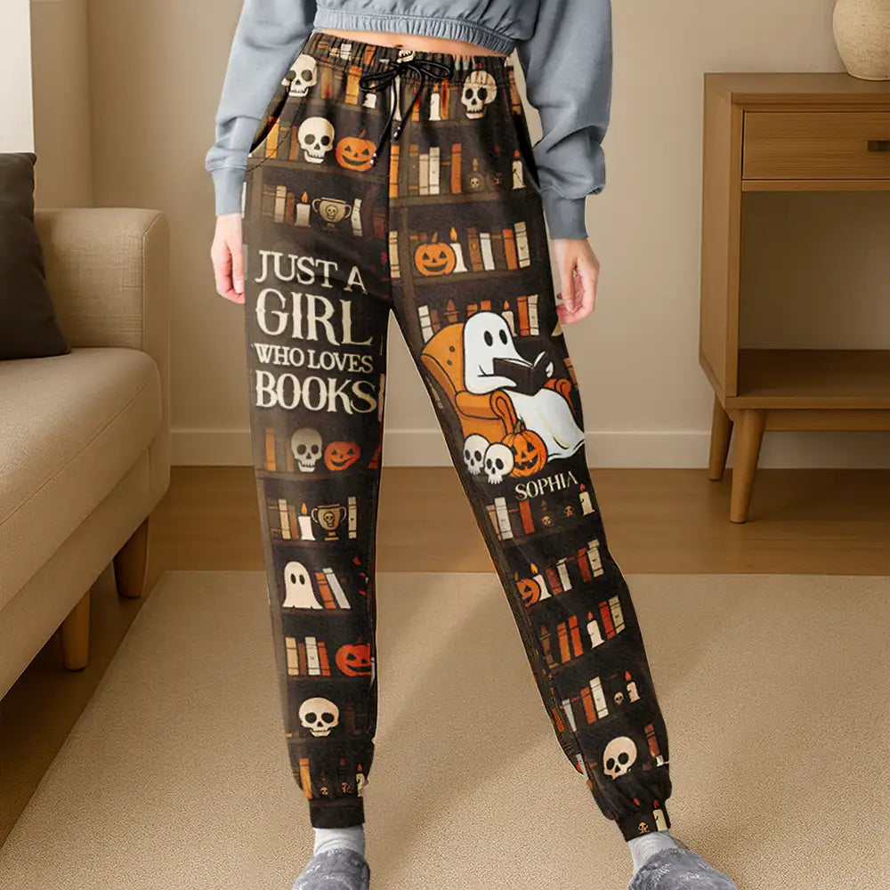 Cute Ghost Just A Girl Who Loves Books Personalized Pajama Pants TT1226 CIN3562 MKDEF