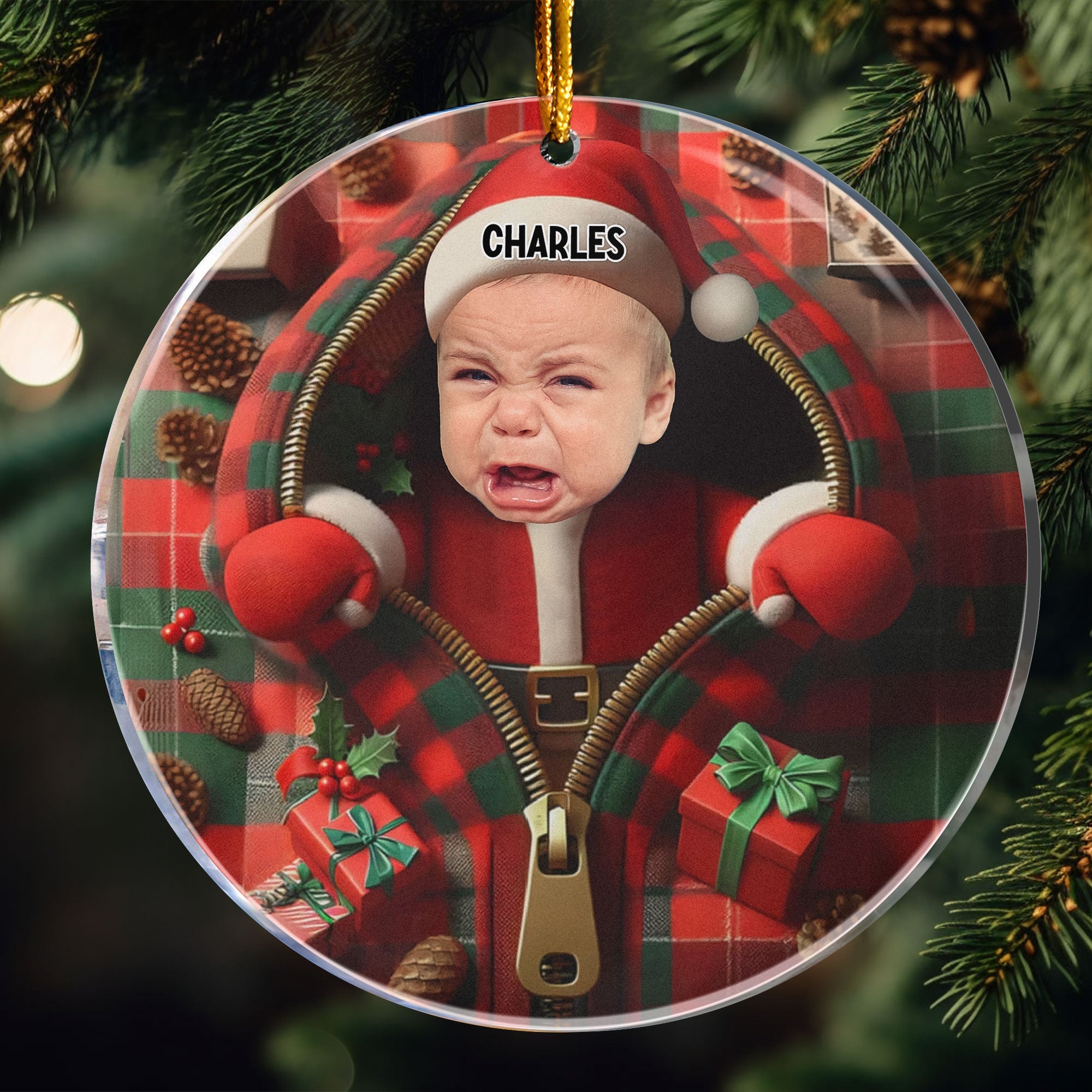 First Christmas Baby Girl Boy Newborn Personalized Acrylic Photo Ornament_1