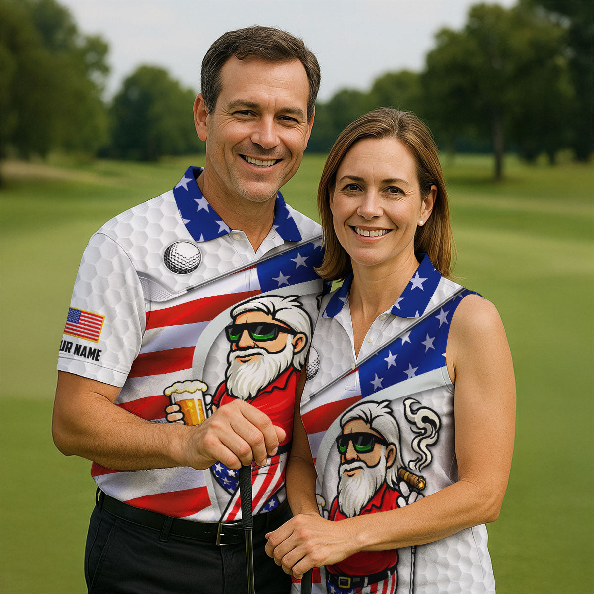 GolfAndBeerPatrioticManGolfBallPattern4thOfJulyWhiteGolfShirt_250thAnniversaryGolfShirtsForMen4