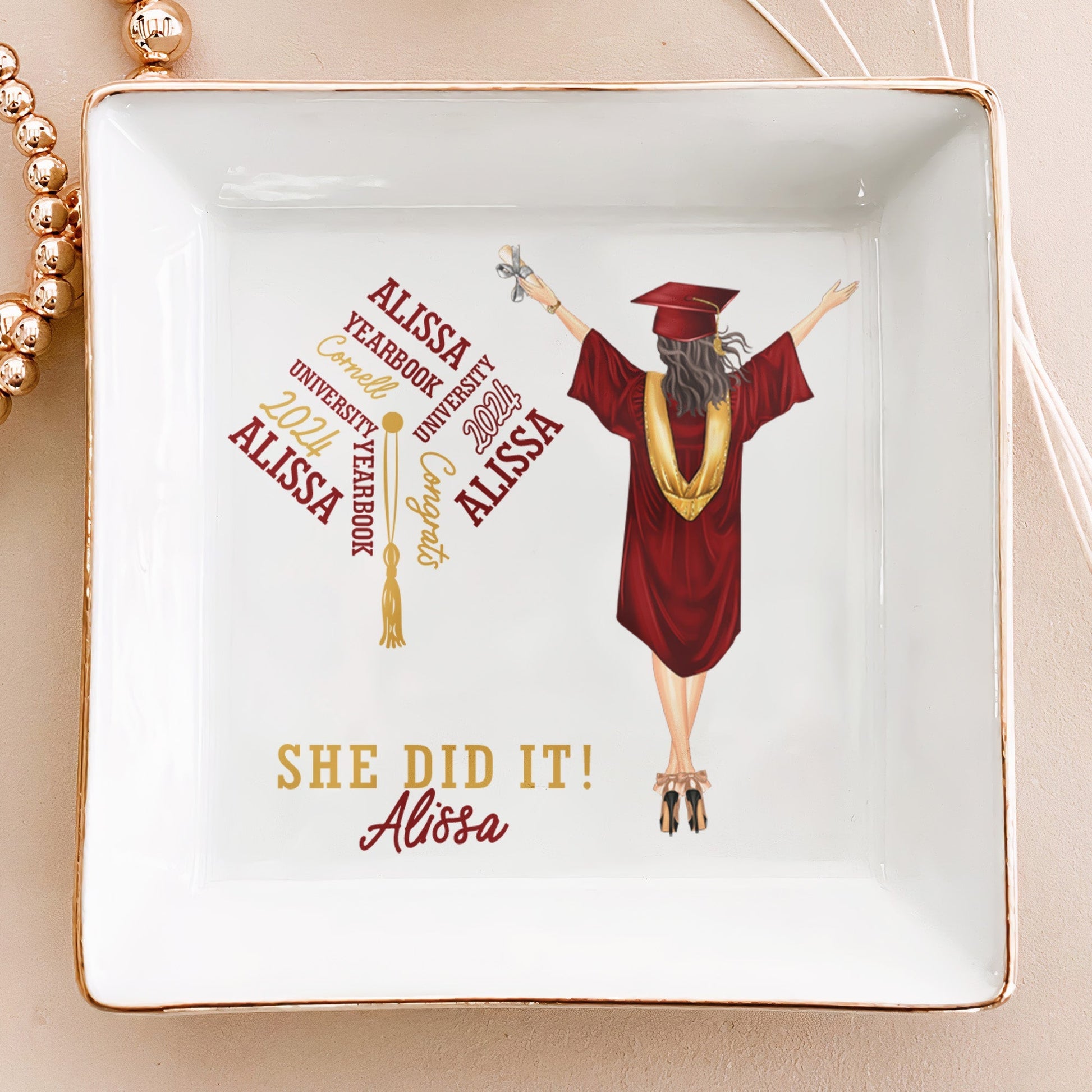 Graduation Gift She Did It Personalized Jewelry Dish_1