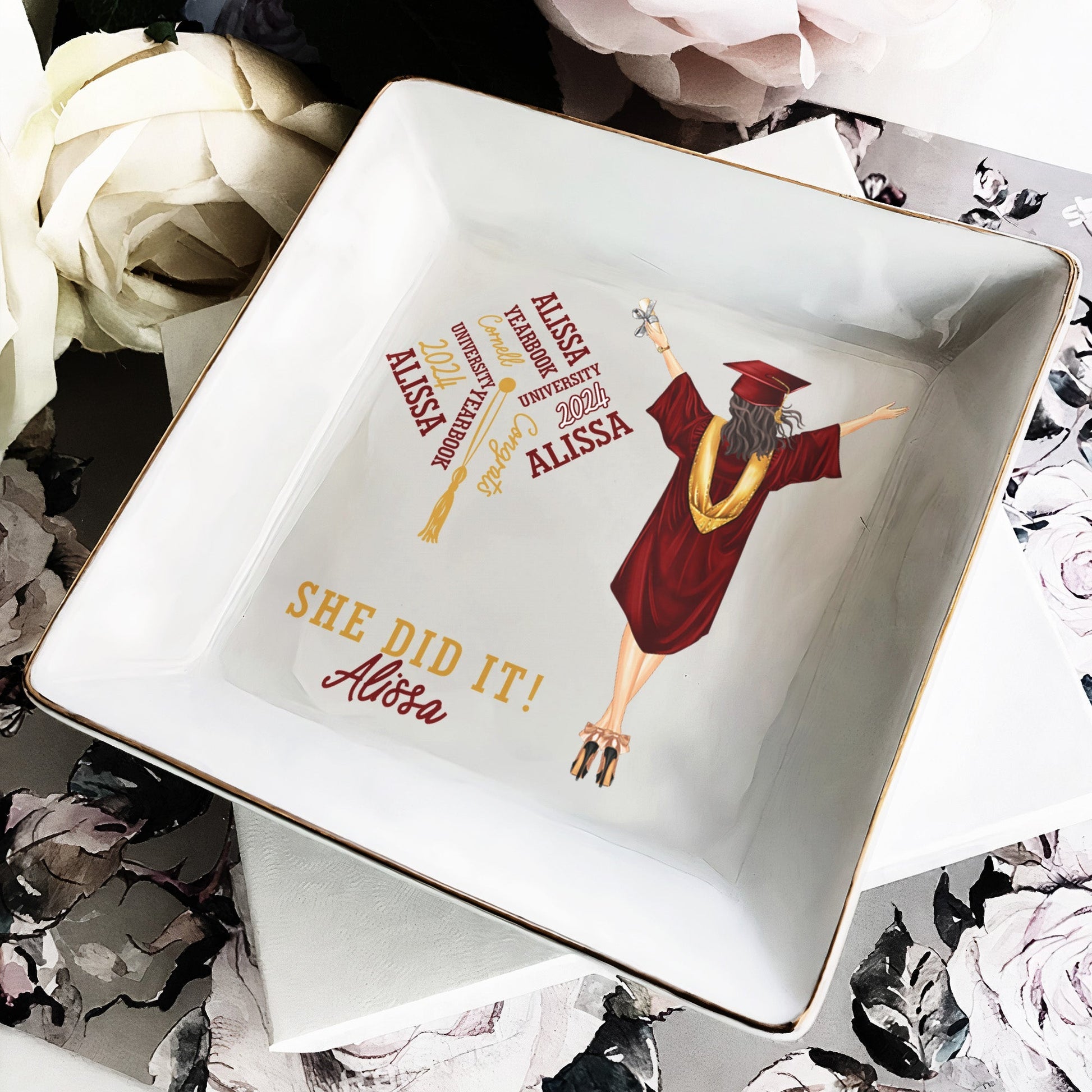 Graduation Gift She Did It Personalized Jewelry Dish_2