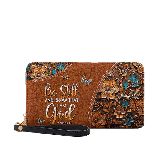 Be Still and Know That I Am God Psalm 46:10 - Christian Leather Wallet