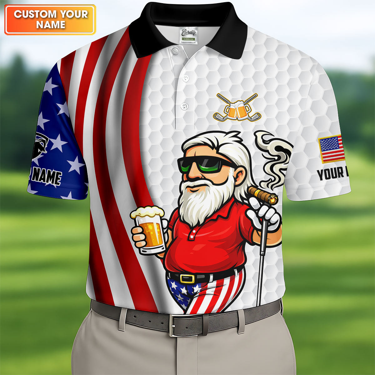 HappinessIsAnOldManWithABeerFunny4thOfJulyWhiteGolfShirt_250thAnniversaryGolfShirtsForMen2