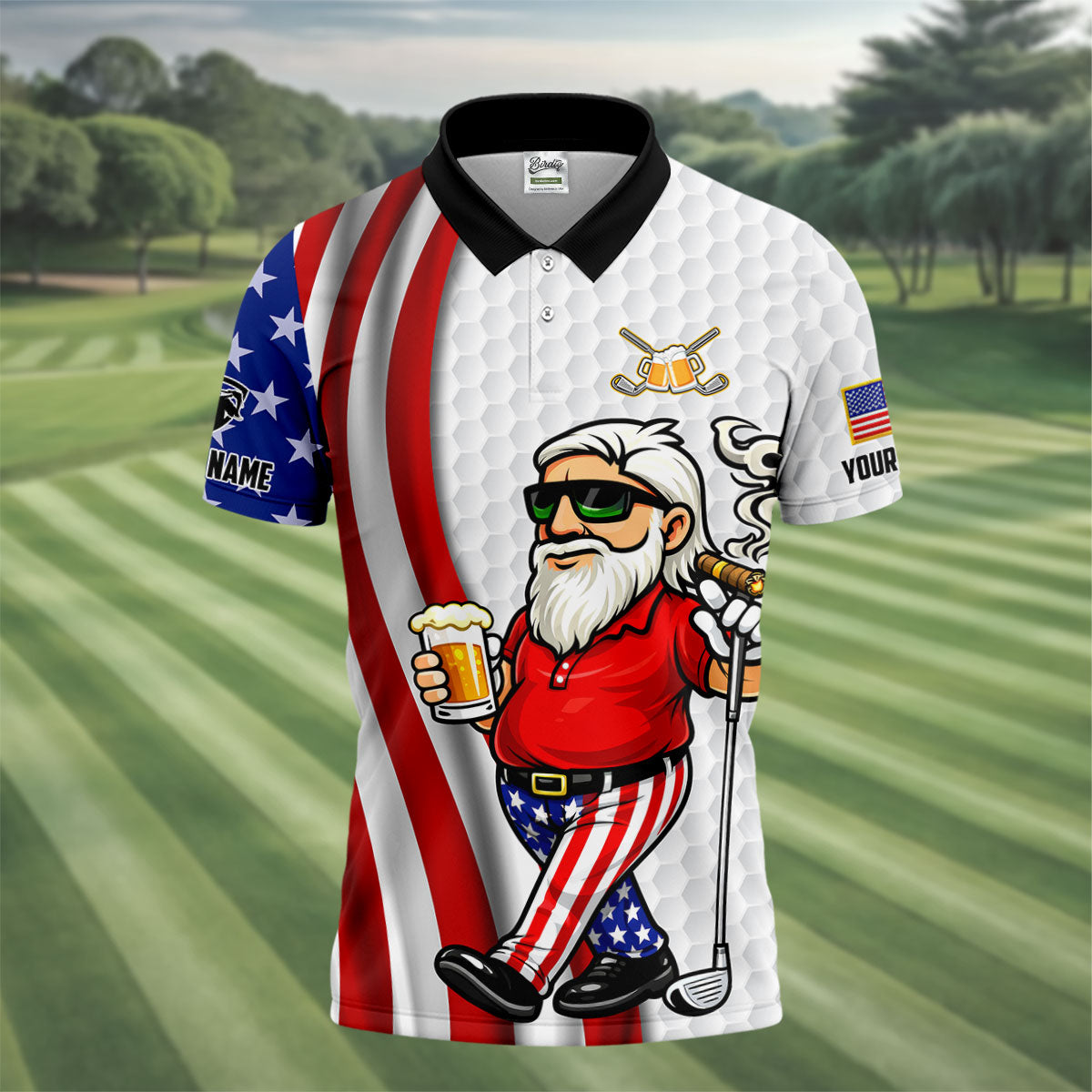 HappinessIsAnOldManWithABeerFunny4thOfJulyWhiteGolfShirt_250thAnniversaryGolfShirtsForMen3