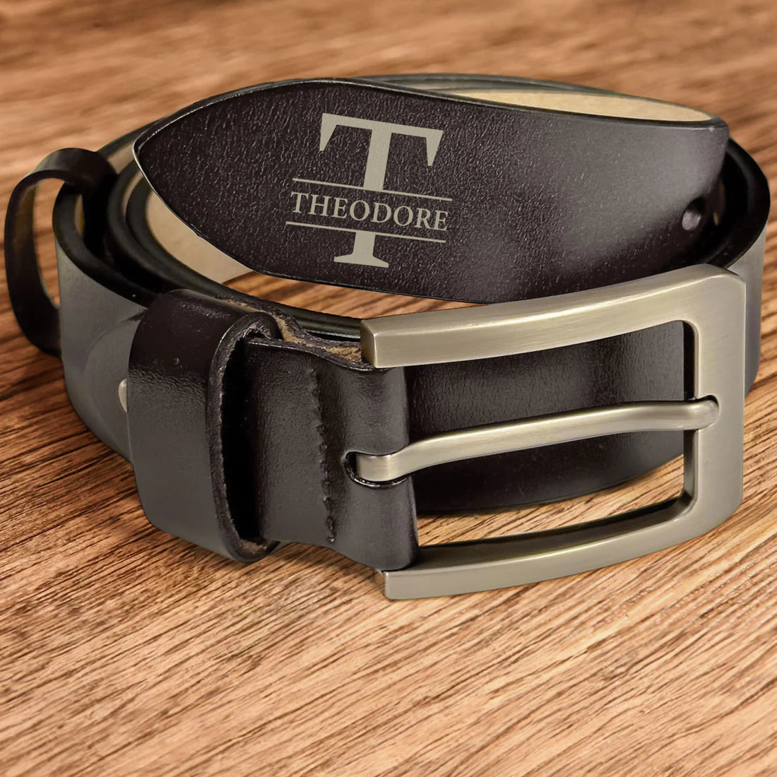 Happy First Father_S Day Fist Bump Daddy And Baby Personalized Engraved Leather Belt_2