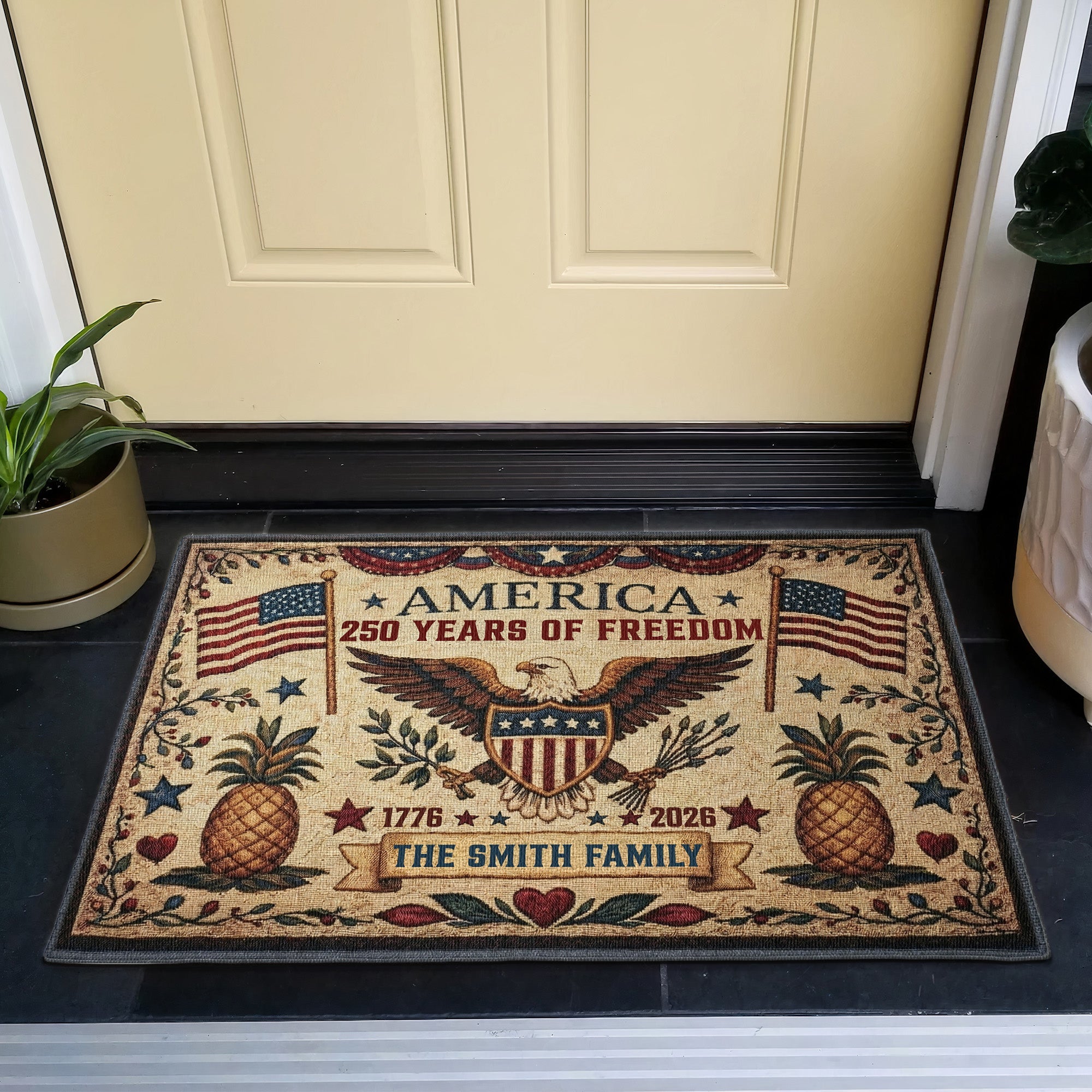 Happy250ThAnniversarySemiquincentennial PersonalizedDoormat3