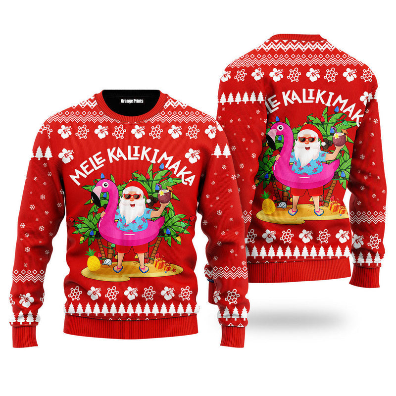 Hawaii Santa Claus Mele Kalikimaka Ugly Christmas Sweater For Men Women UH1719