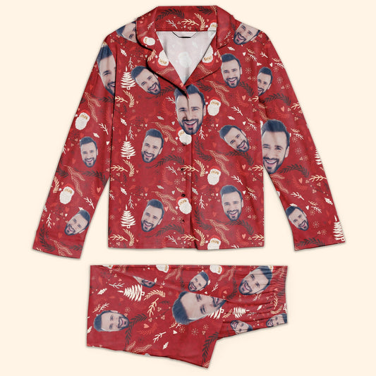 Husband Face Personalized Pajamas Set Christmas Gifts For Women Anniversary Gift For Wife
