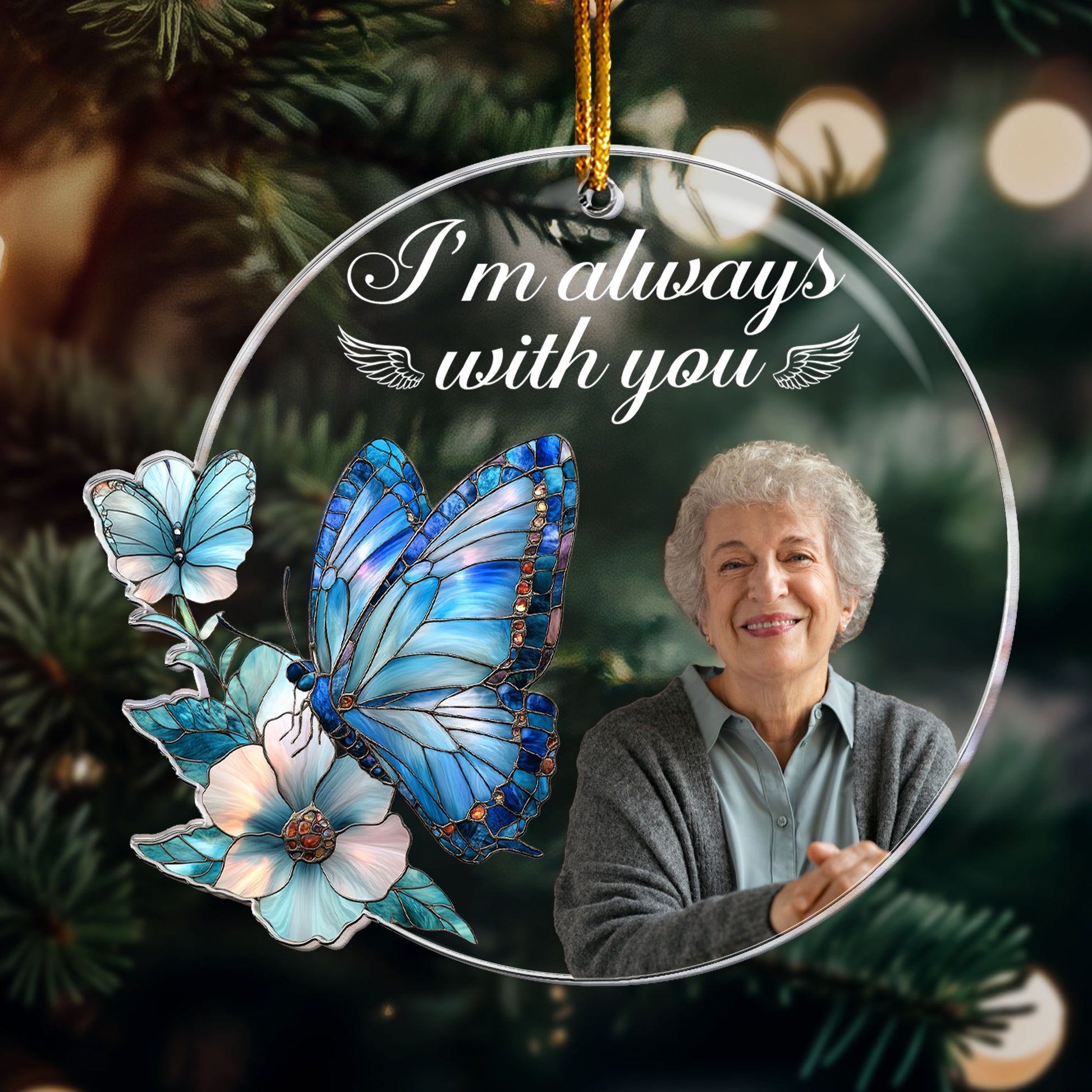 I_m Always With You Heaven Memorial Personalized Acrylic Photo Ornament_3