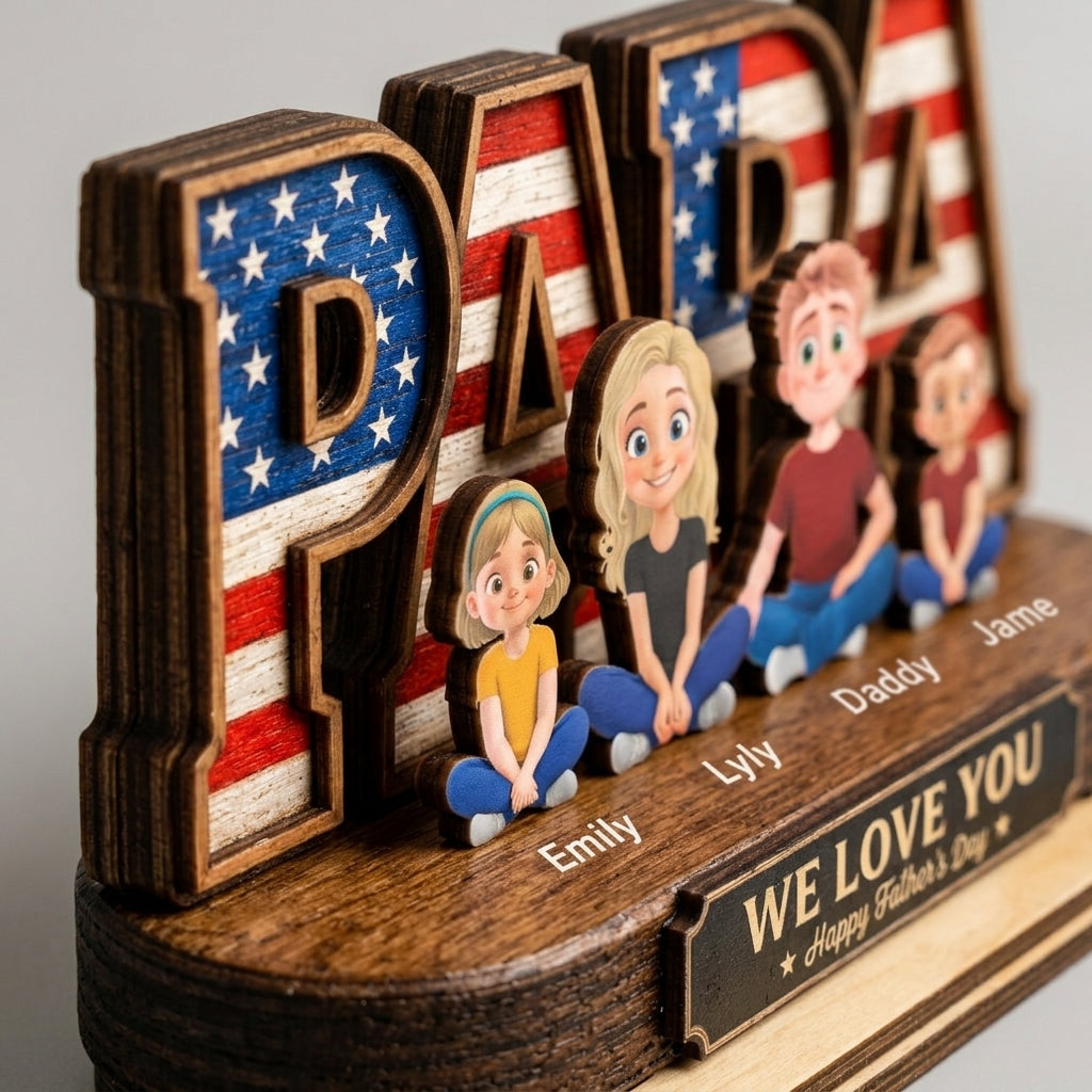 MK2_ _Papa_We_Love_You_Patriotic_US_Flag_Personalized_Standing_Wooden_Plaque_ _Gift_For_Dad_Papa