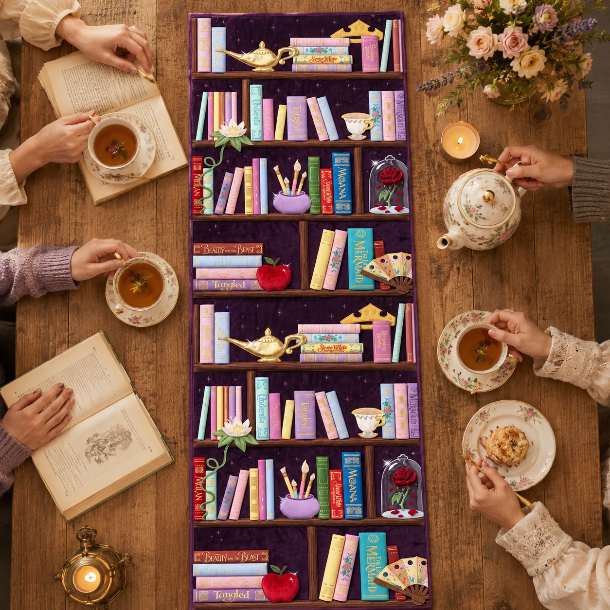 DSNY Magical Bookshelf Gifts For Book Lovers - Personalized Quilted Table Runner