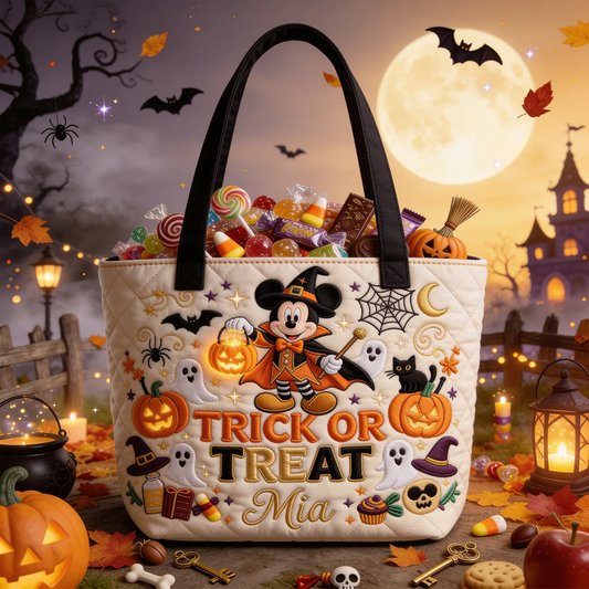 MkMo Trick Or Treat - Personalized Quilted Bag - Gift For Halloween