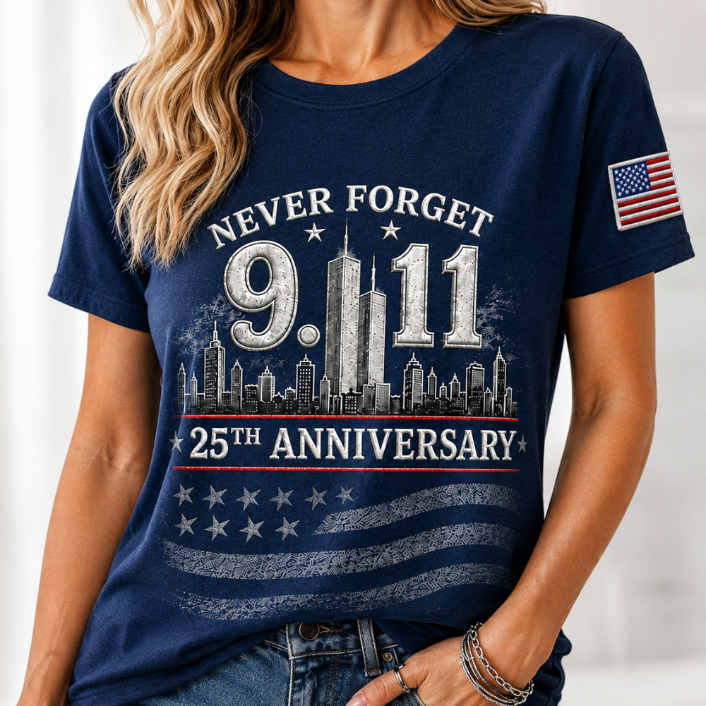 Never Forget 9.11 Memorial 25th Anniversary Patriotic USA Tribute Gift - Personalized Shirt