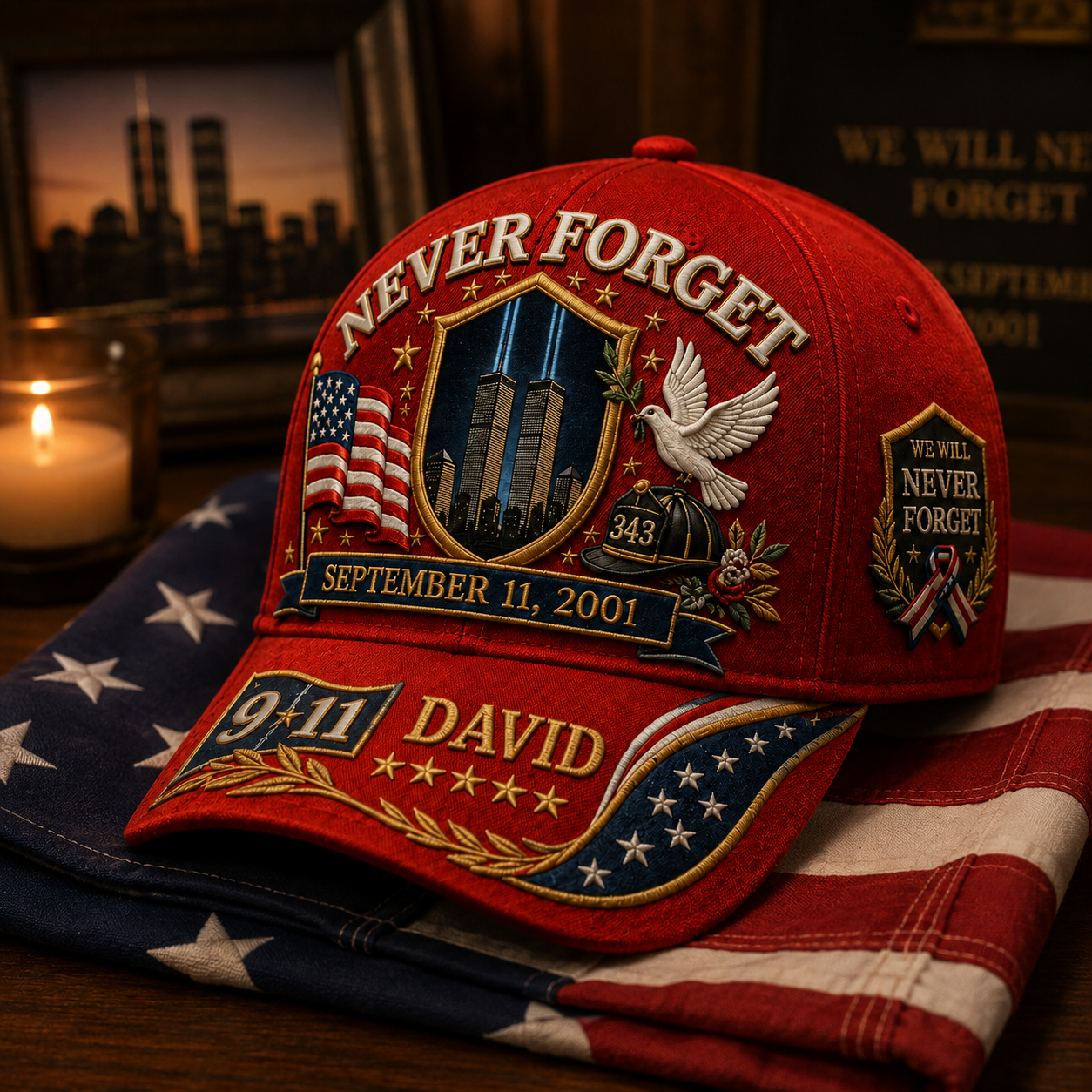 Never Forget 9.11 Firefighter Memorial Patriotic Tribute Gift For Him - Personalized Classic Cap