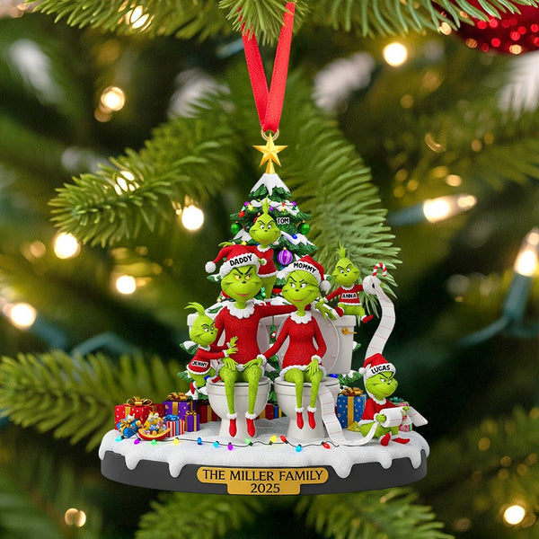 Grch Green Monster Family - Personalized Acrylic Ornament - Christmas Gifts For Family NL122