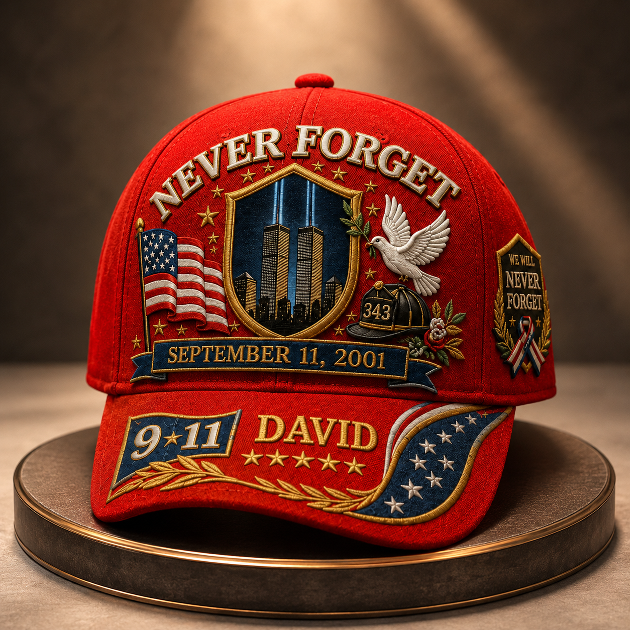 Never Forget 9.11 Firefighter Memorial Patriotic Tribute Gift For Him - Personalized Classic Cap