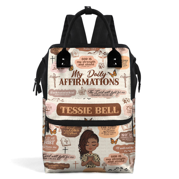 My Daily Affirmations With Bible Verses - Personalized Duckbilled Backpack - Christian Gift For Black Women | CLGOD05. God Girl HH01