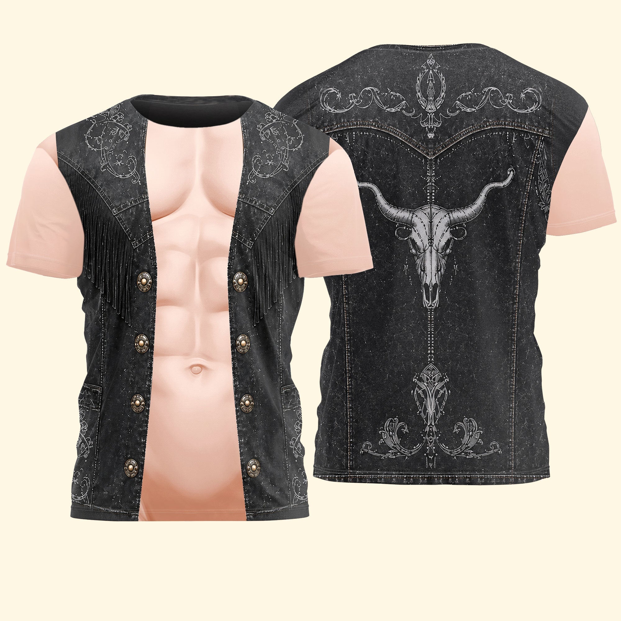 Men_s Funny 3D Cowboy_ Bachelor Party Costume_ Adult Humor Halloween Cosplay Personalized Shirt 4
