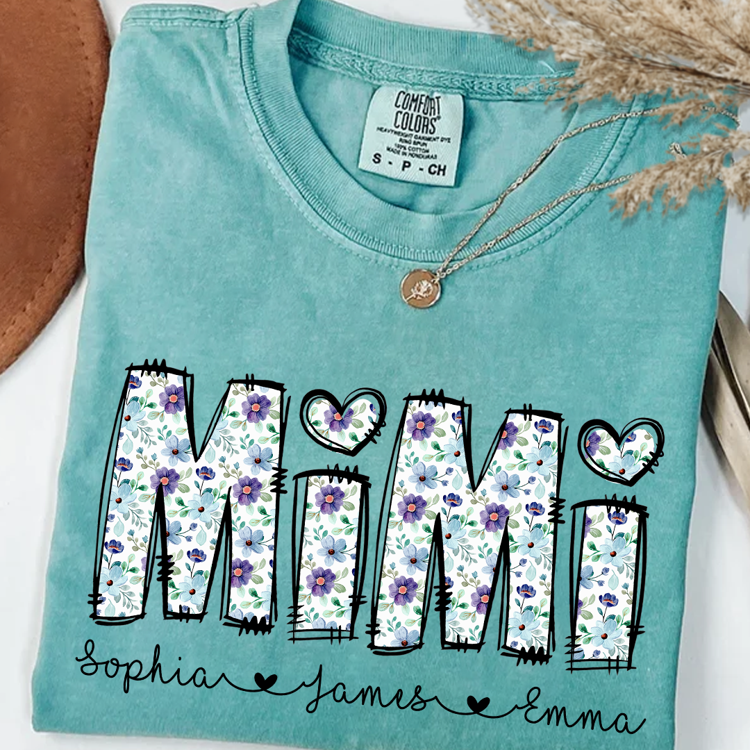 Mimi Shirt with Grandkids Names _E2_80_93 Cute Floral Design for Grandma 13 RSsLc