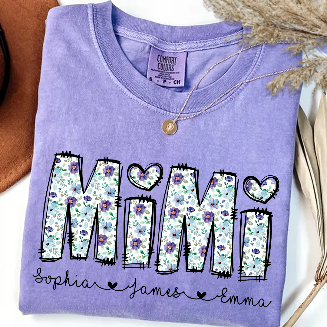 Mimi Shirt with Grandkids Names _E2_80_93 Cute Floral Design for Grandma 3 BP9W5