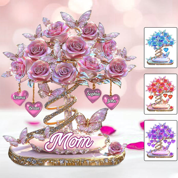 Best Mom Ever Rose & Butterfly - Personalized Shaped Acrylic Plaque - Gift For Mom, Grandma HN02