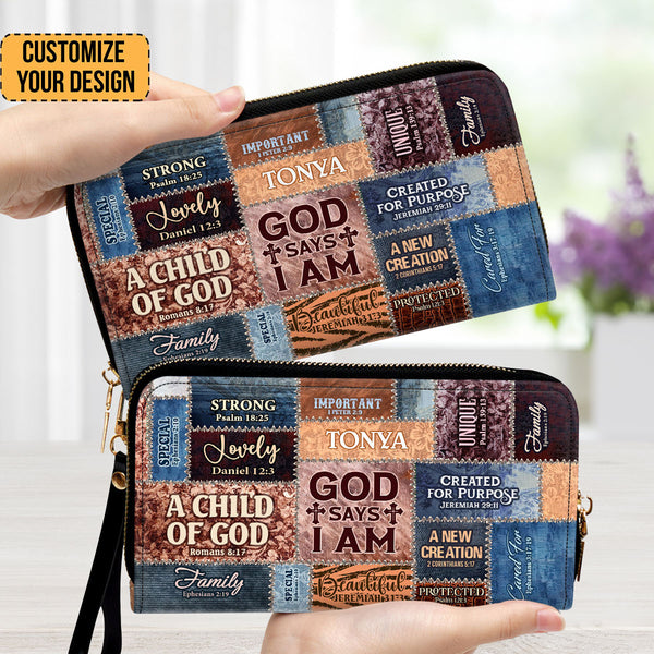 God Says I Am - Thoughtful Gift For Christians - Personalized Leather Long Wallets - AT4080972
