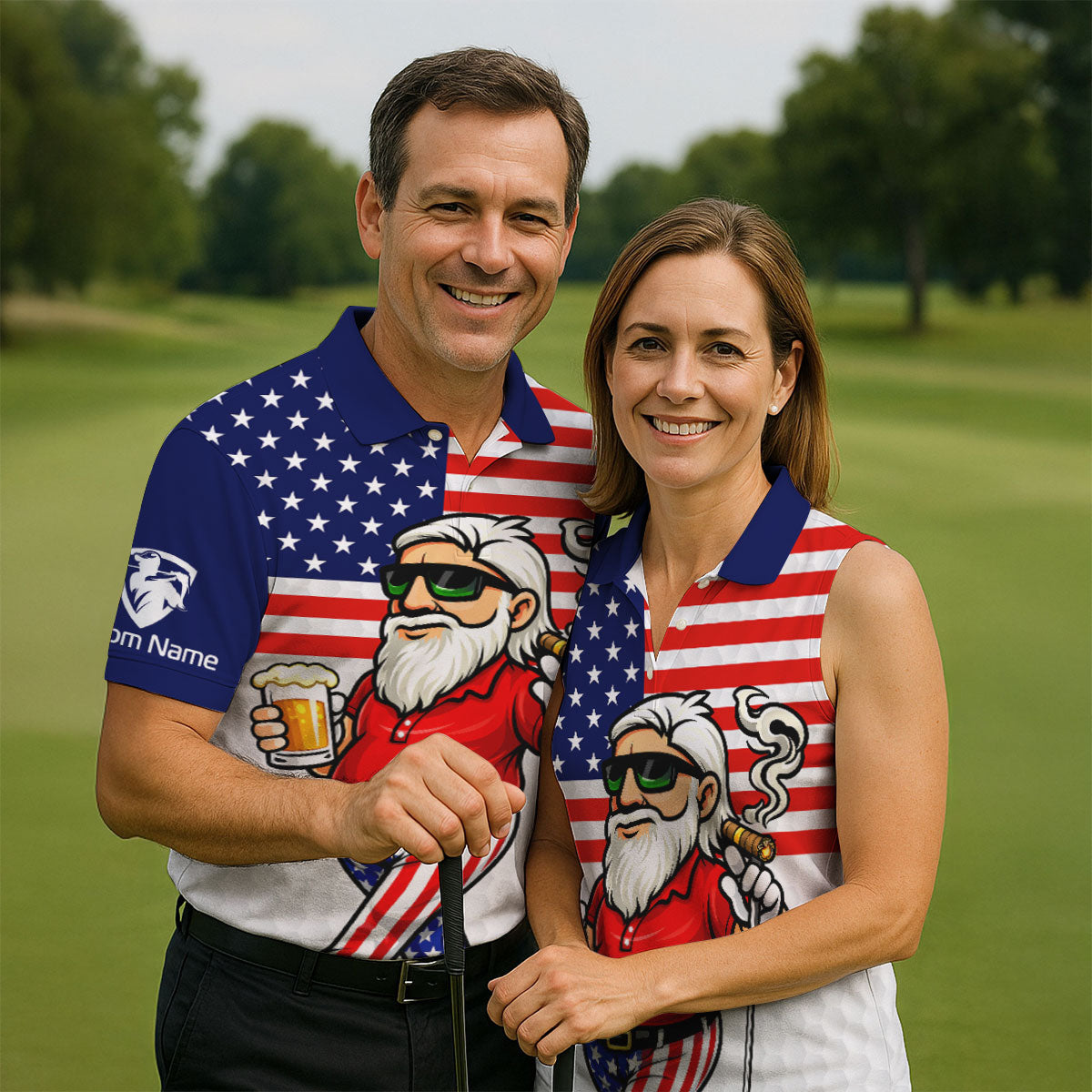 MyDrinkingTeamHasAGolfingProblemPatrioticManGolfAndBeer250Years4thOfJulyGolfShirtsForMen4