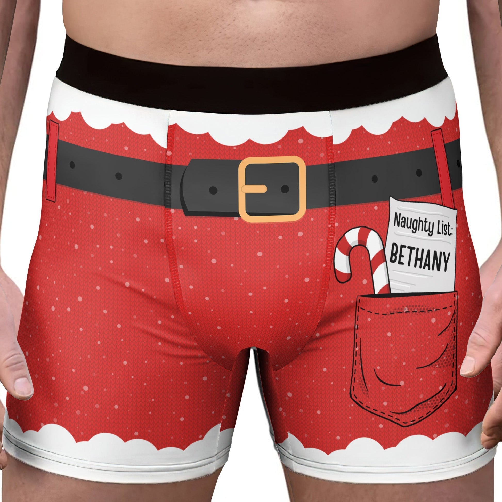 Naughty List Funny Christmas Personalized Men_s Boxer Briefs2
