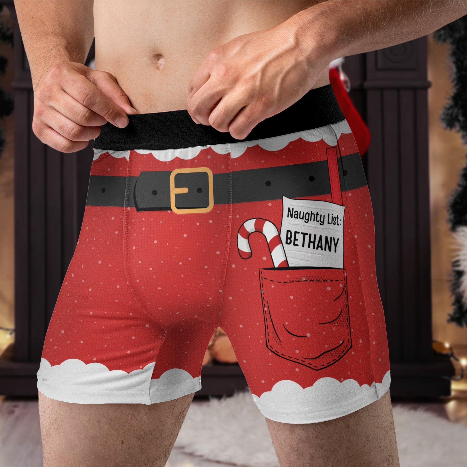 Naughty List Funny Christmas Personalized Men_s Boxer Briefs5