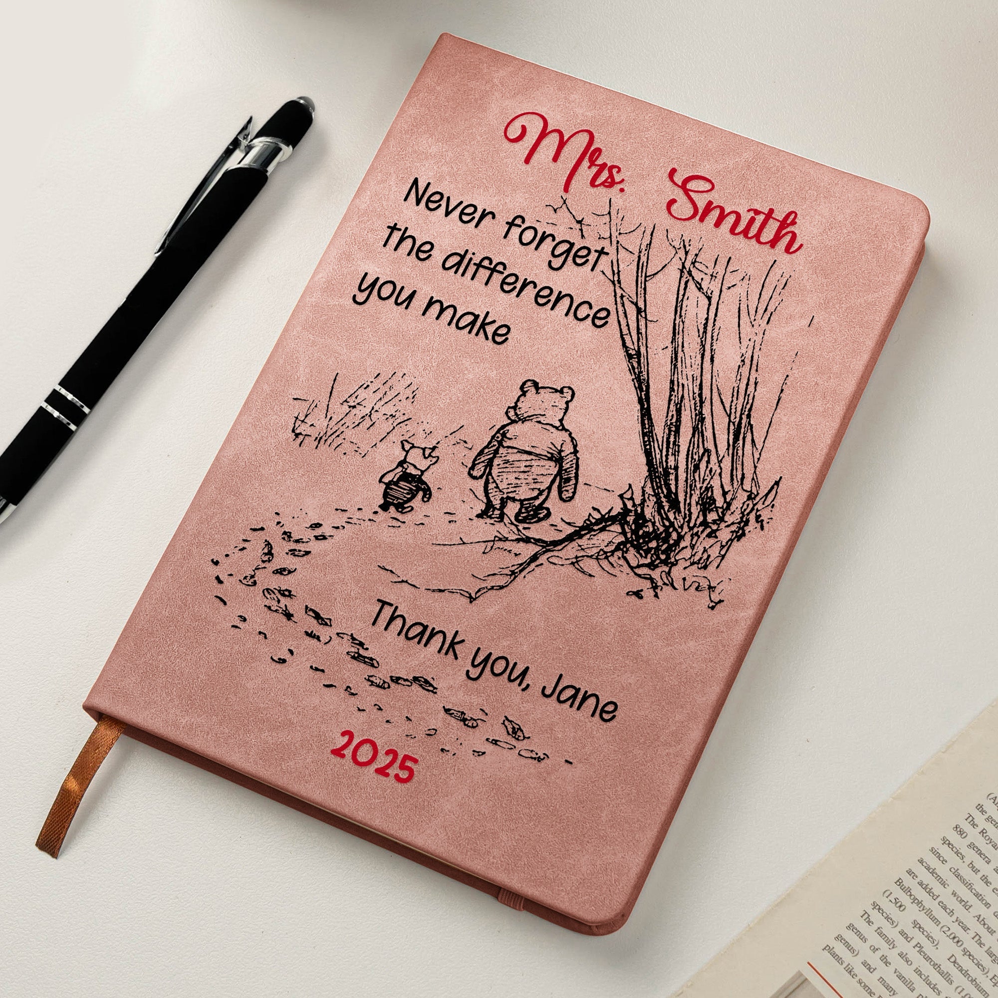 Never Forget The Difference You Make Teacher Gift Personalized Leather Journal_4