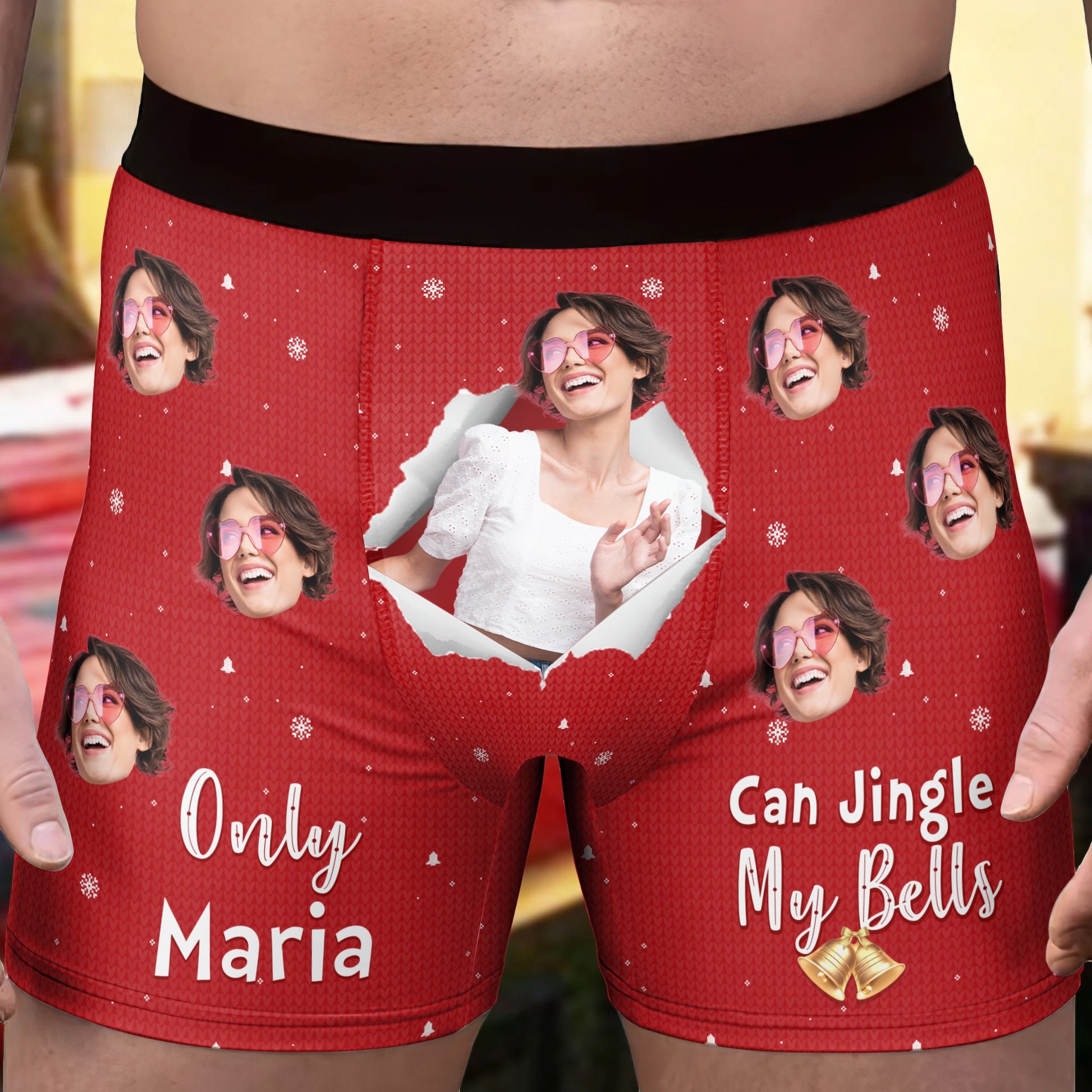 New Version Only Wife Can Jingle My Bells Personalized Photo Mens Boxer Briefs1