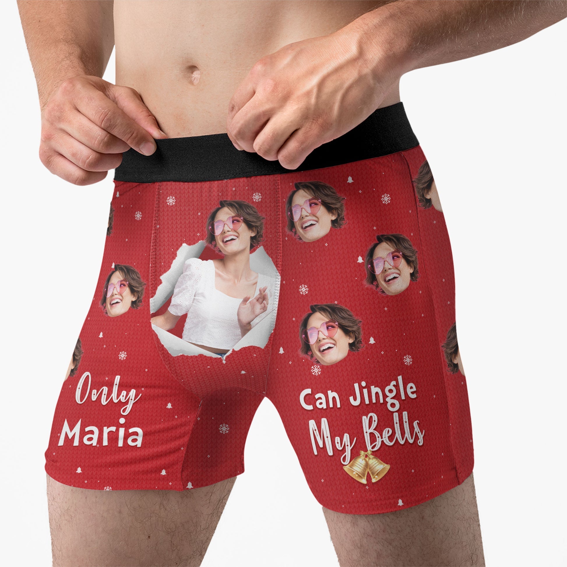 New Version Only Wife Can Jingle My Bells Personalized Photo Mens Boxer Briefs4