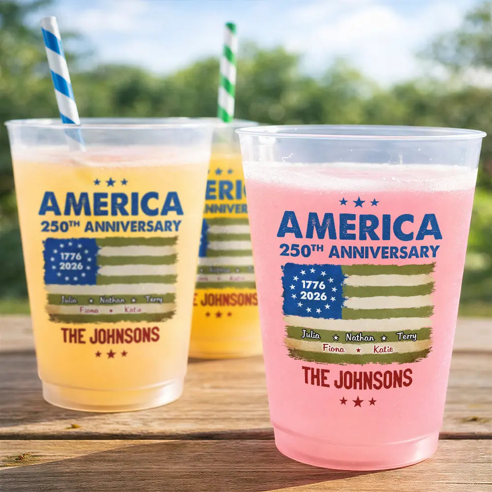 Patriotic250thAnniversaryFamilyNames PersonalizedFrostedCups TI388 VKT847 MK2