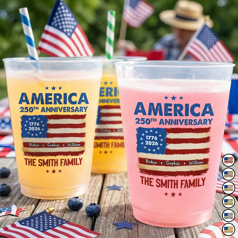 Patriotic250thAnniversaryFamilyNames PersonalizedFrostedCups TI388 VKT847 MKDEF