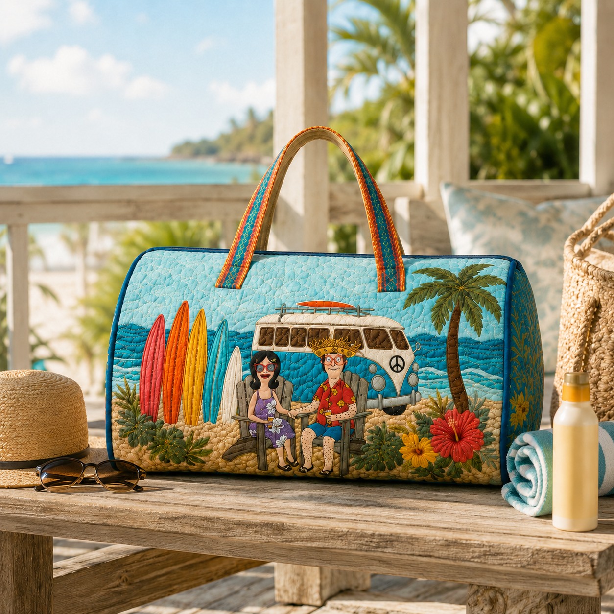 PersonalizedBeachDuffleBagTropicalCoupleTravel QuiltedDuffleBag GiftForCouple_CampingLovers_2