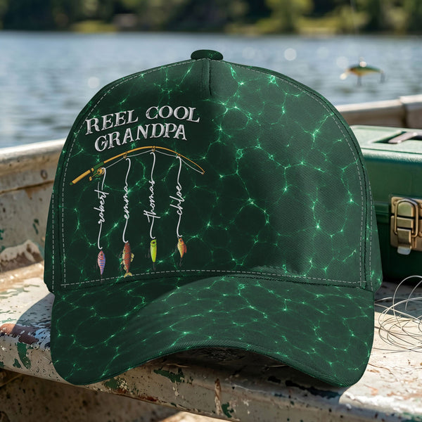 Reel Cool Grandpa Fishing Crew Custom Name Gift For Fisherman - Personalized Cap HH02