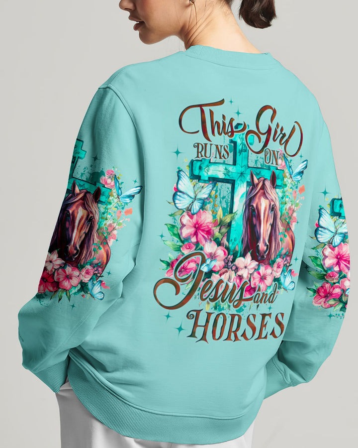 RunsOnJesusAndHorsesWomen_sAllOverPrintShirt_4