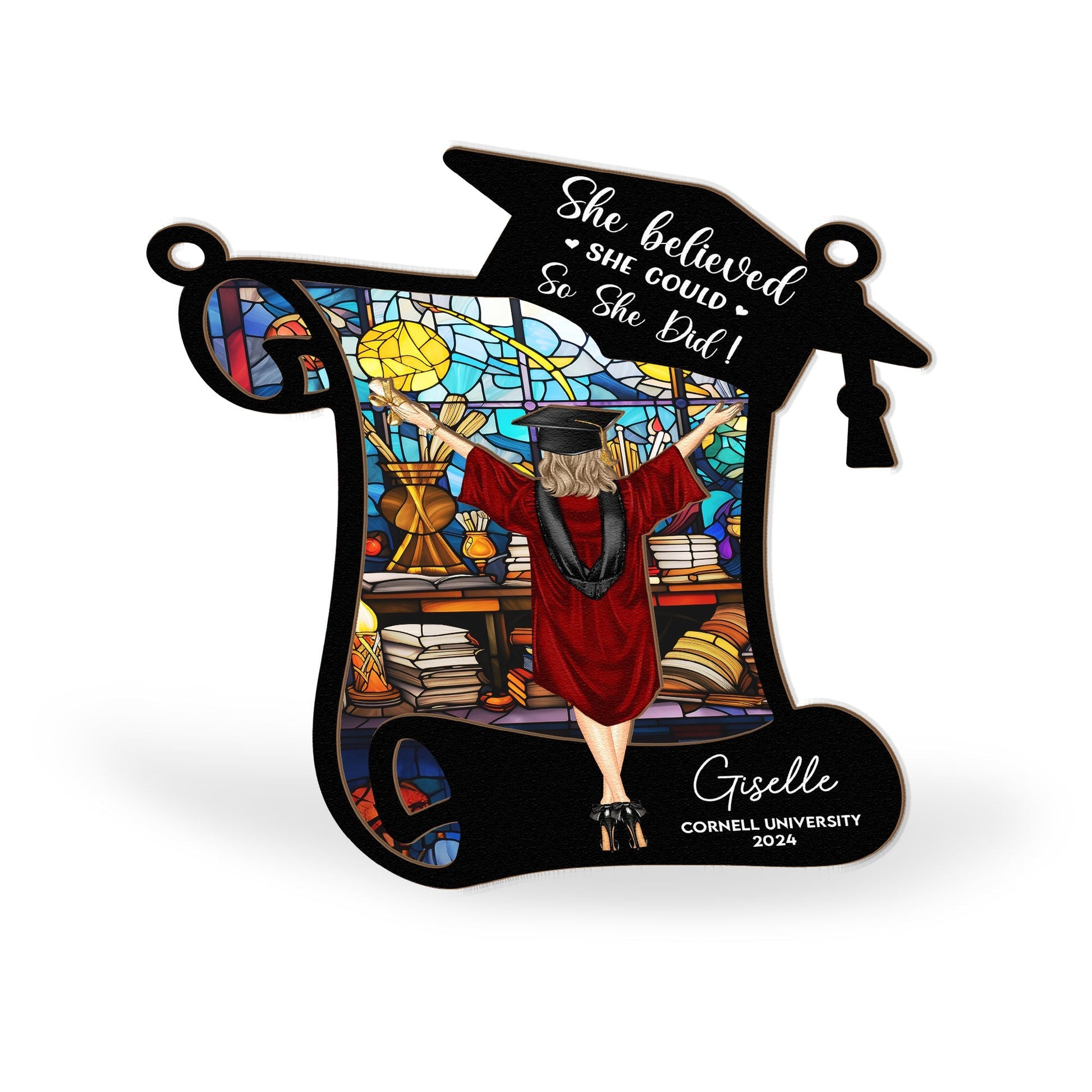 She Believed She Could So She Did_ Personalized Window Hanging Suncatcher Ornament_4