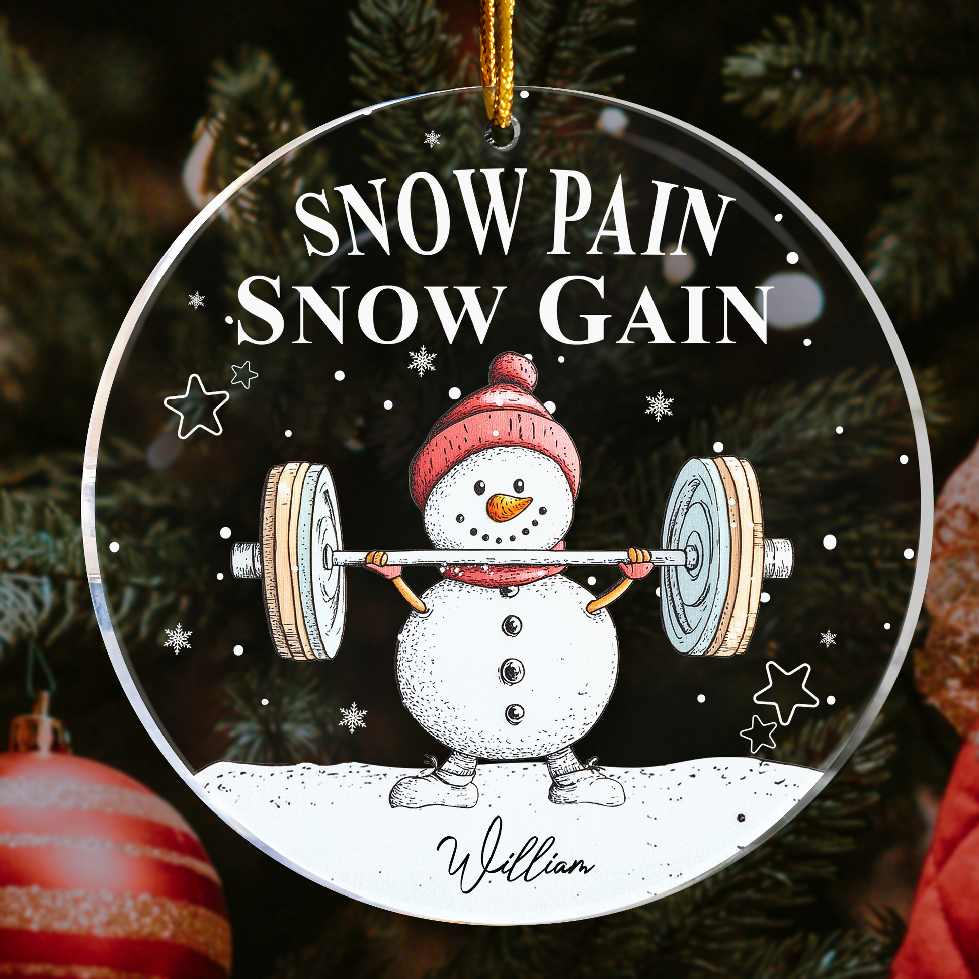 Snow Pain Snow Gain Personalized Acrylic Ornament_1