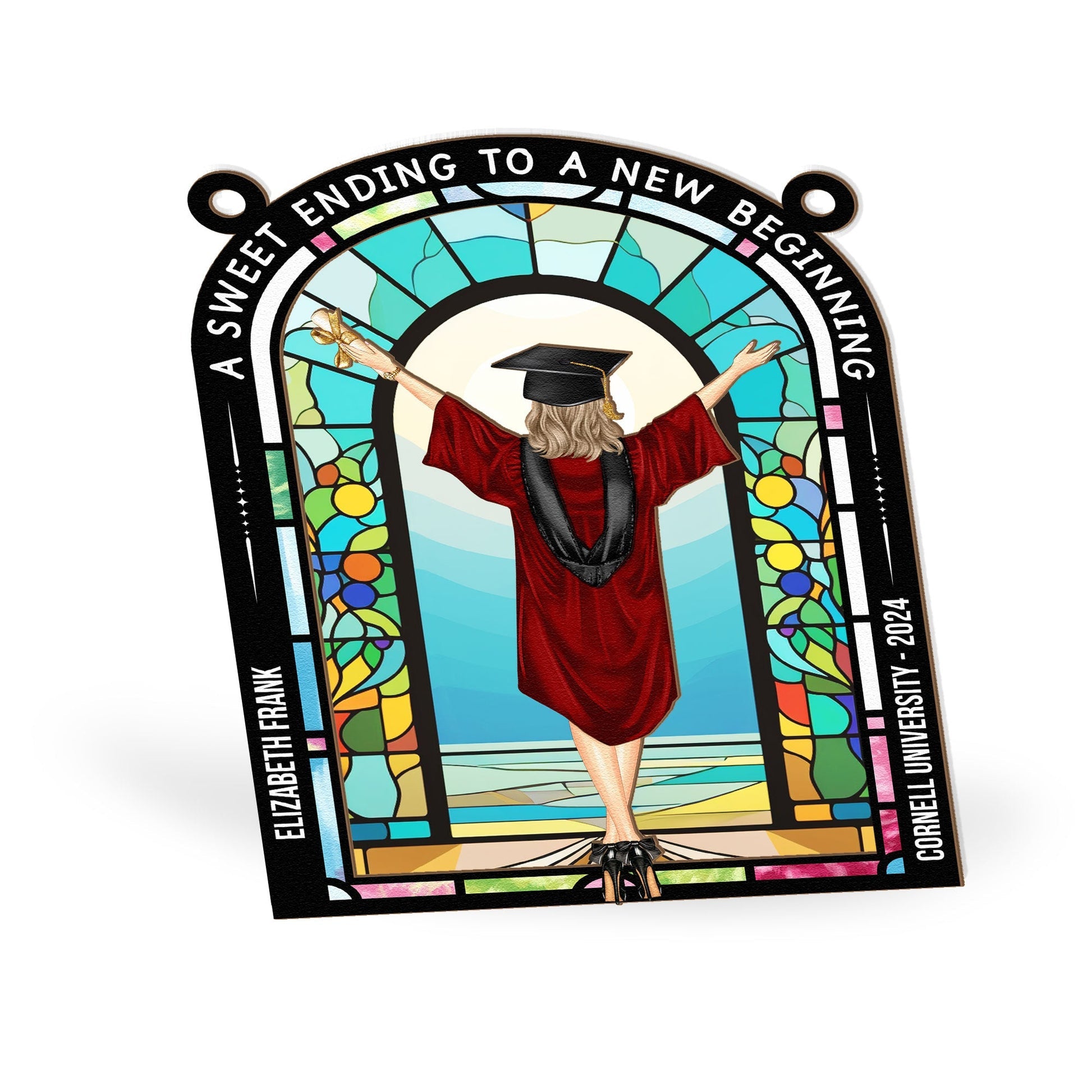 Sweet Ending To New Beginning Personalized Window Hanging Suncatcher Ornament_4