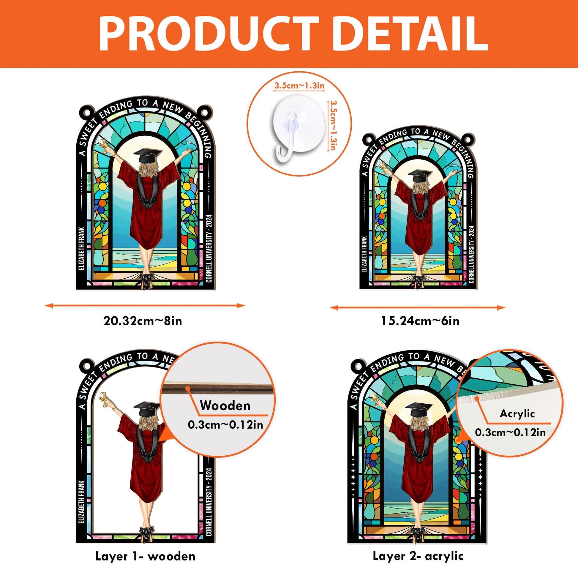 Sweet Ending To New Beginning Personalized Window Hanging Suncatcher Ornament_5